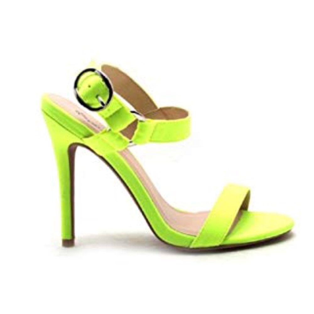 NIB Neon Yellow Sexy Heels Qupid - Picture 2 of 3